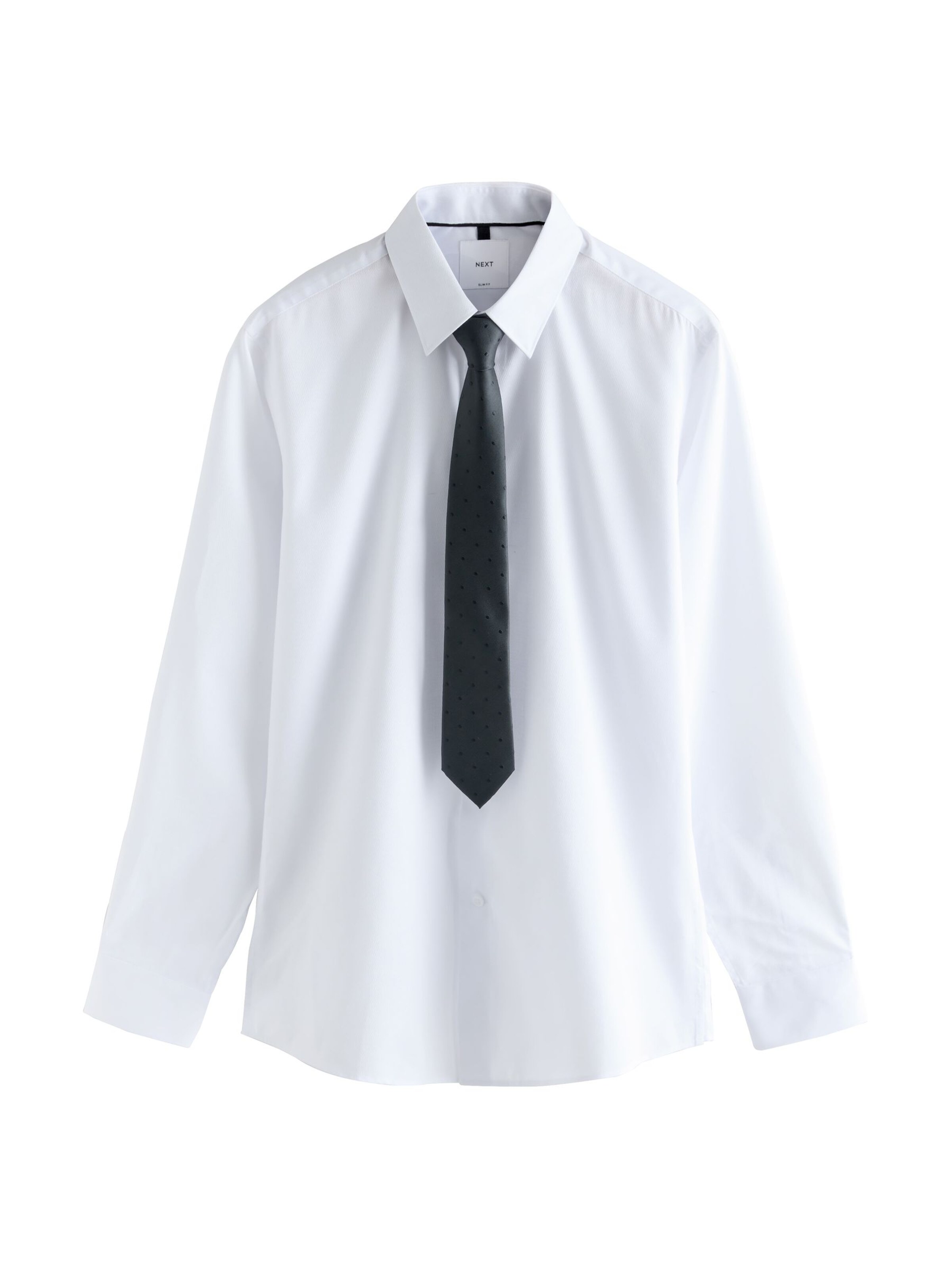 Next Regular Fit Set: Hemd und Krawatte in Weiß: Vorderseite