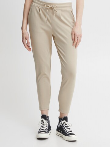 Slimfit Pantaloni con pieghe 'KATE' di ICHI in beige: frontale