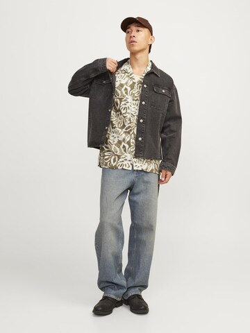JACK & JONES Comfort fit Button Up Shirt 'JJBlurexton' in Beige