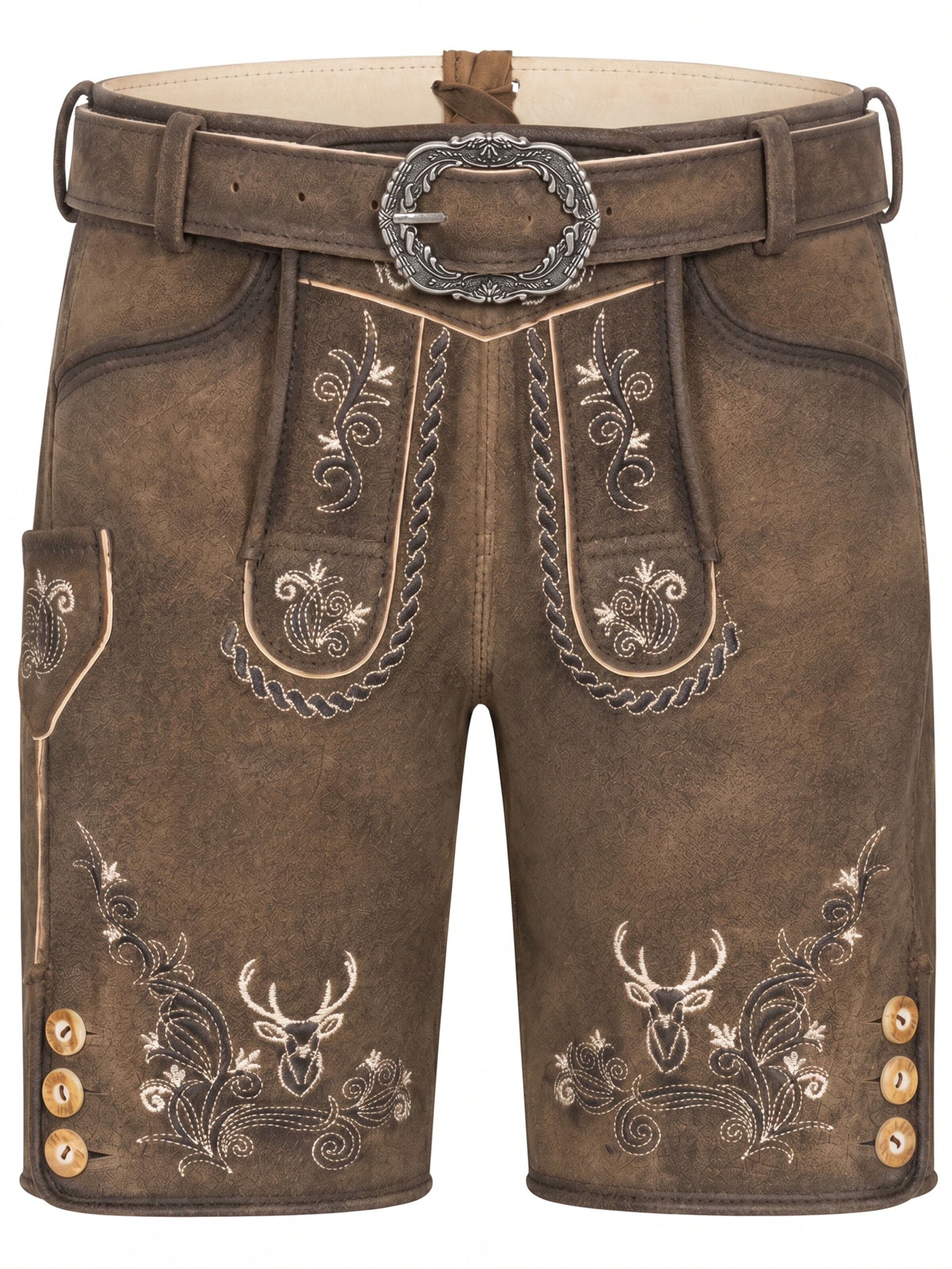 Trachtenhof Nübler Regular Trachtenhose 'Kinderlederhose kurz Edgar'‌‌‌‌‌ in Braun: Vorderseite