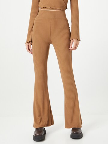 Urban Classics Flared Pants in Brown: front