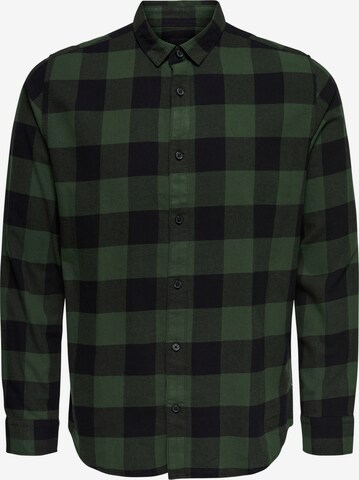 Only & Sons Button Up Shirt in Green: front