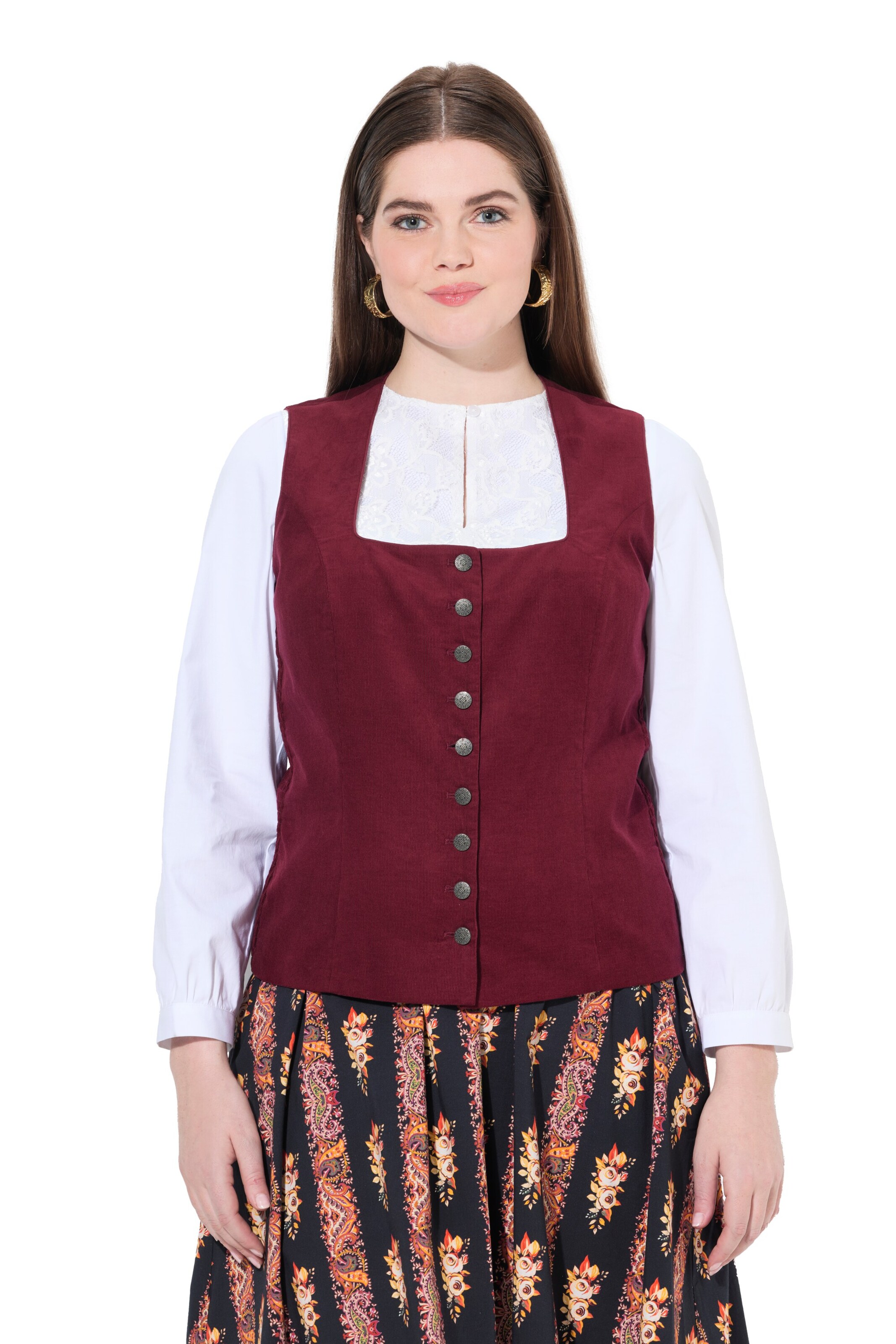 Ulla Popken Trachtenbluse in Rot: Vorderseite