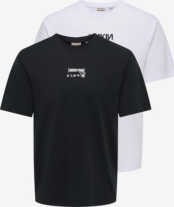 Only & Sons Тениска 'ONSLINKIN PARK' в черно: отпред