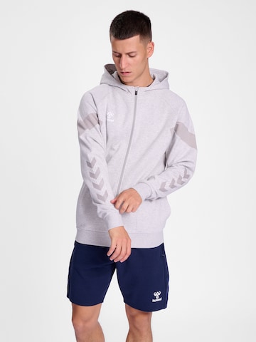 Hummel Athletic Zip-Up Hoodie in Grey: front