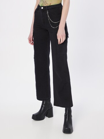 Tally Weijl Zvonové kalhoty Džíny s kapsami – černá: přední strana