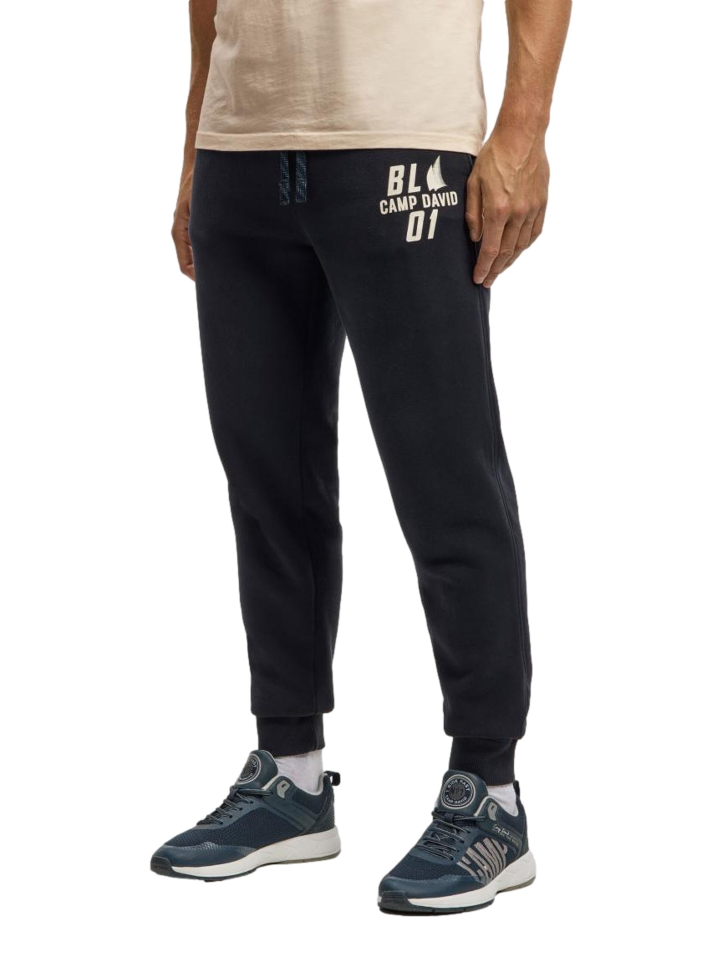 CAMP DAVID Tapered Pants in Blue: front