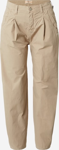 Gang Tapered Bandplooibroek 'SILVIA' in Beige: voorkant