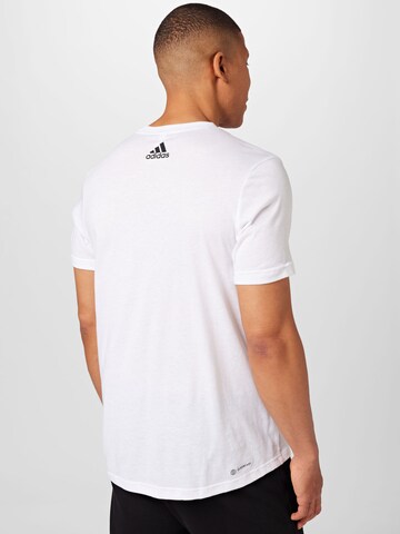 balta ADIDAS SPORTSWEAR Sportiniai marškinėliai 'Aeroready Workout Silicone Print Linear Logo'