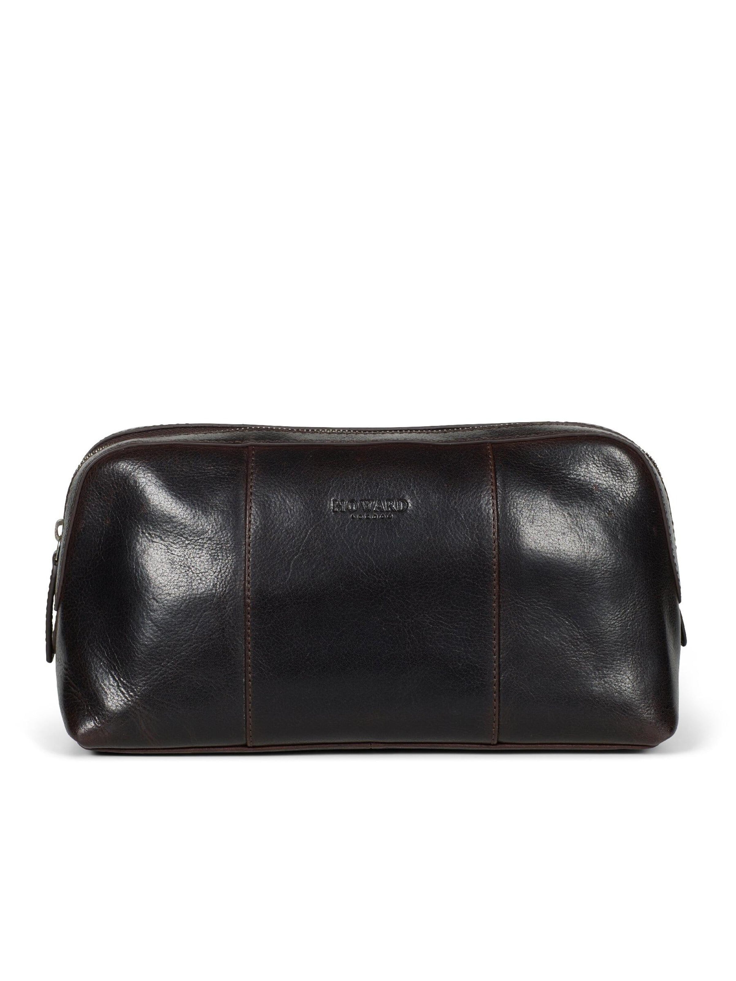 Howard London Toilettaske 'Washbag Bradley Dark Brown' i brun: forside