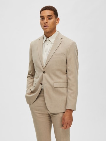 Coupe slim Veste de costume SELECTED HOMME en beige : devant