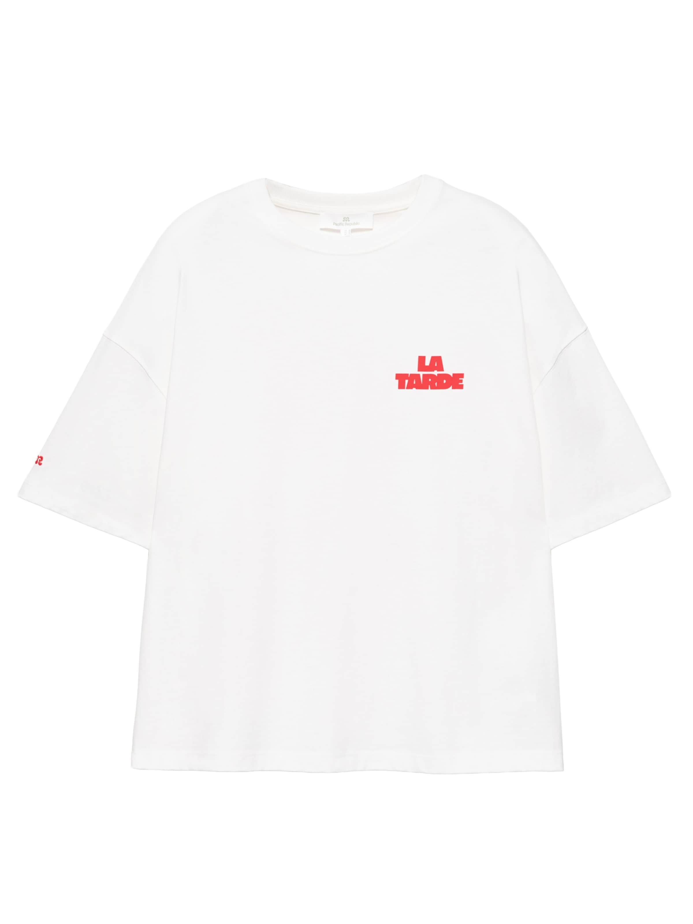 Pull&Bear Shirt 'LA TARDE' in XS in Blood red / White, Item view
