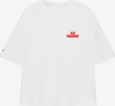 Pull&Bear Paita 'LA TARDE' koossa XS värissä verenpunainen / valkoinen, Tuotenäkymä