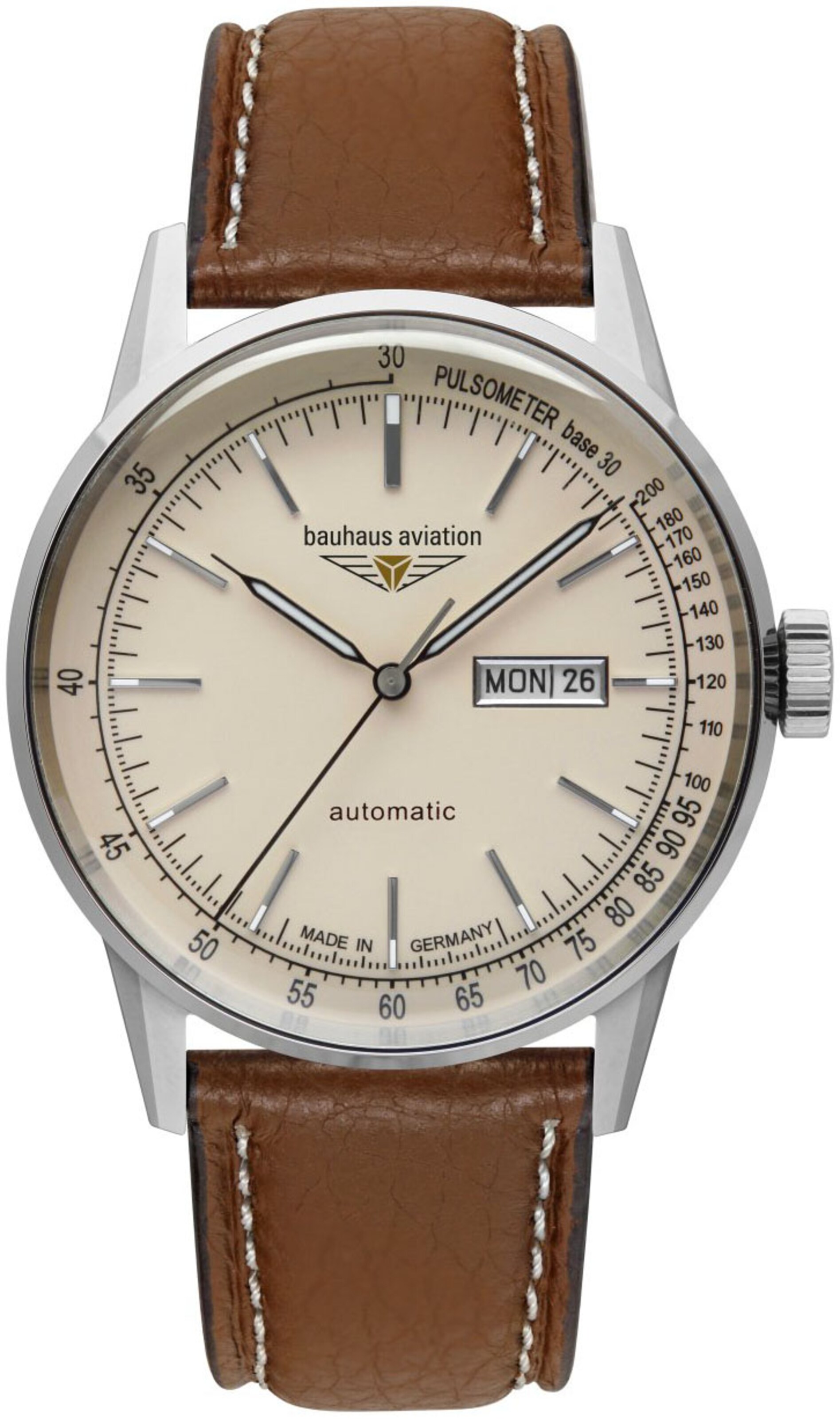 Bauhaus Analog Watch in Brown: front