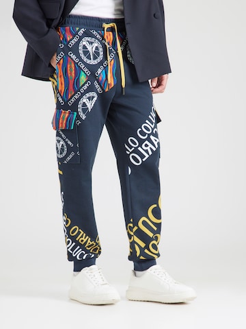 Carlo Colucci Tapered Cargobroek in Blauw: voorkant