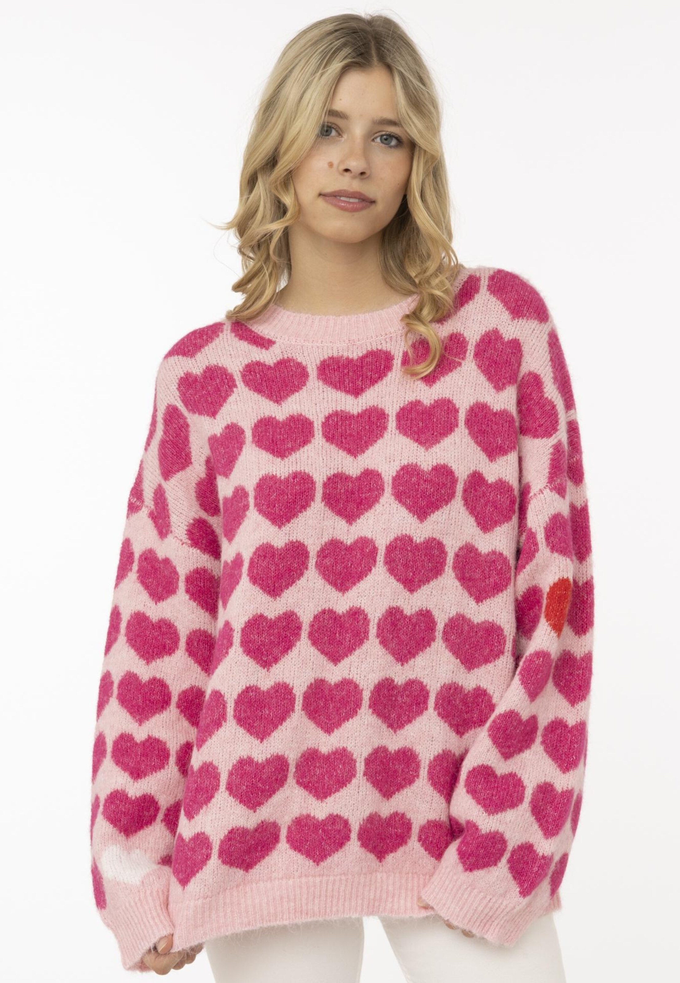 Zwillingsherz Strickpullover Pullover hearts in Pink: Vorderseite