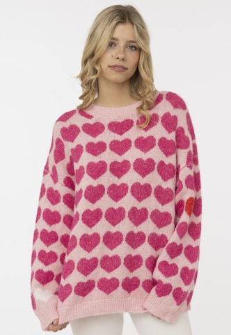 Zwillingsherz Strickpullover Pullover hearts in Pink: Vorderseite