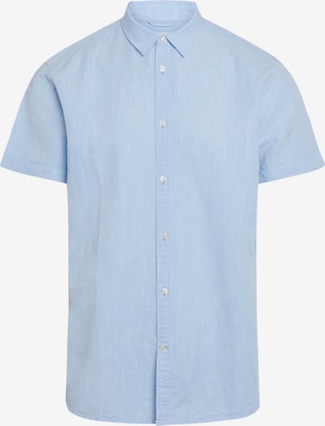 KnowledgeCotton Apparel Regular fit Button Up Shirt ' LARCH SS' in Blue: front