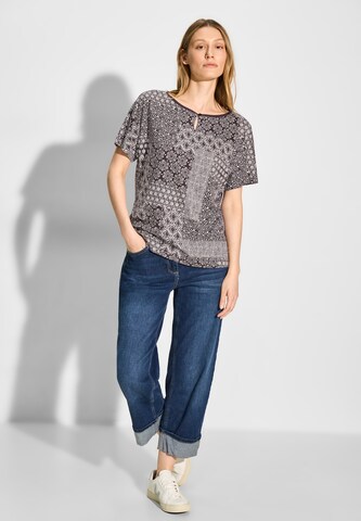 CECIL Patchwork Print T-Shirt in Schwarz