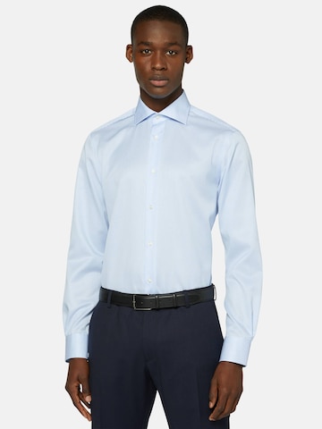 Boggi Milano Slim fit Poslovna srajca | modra barva: sprednja stran