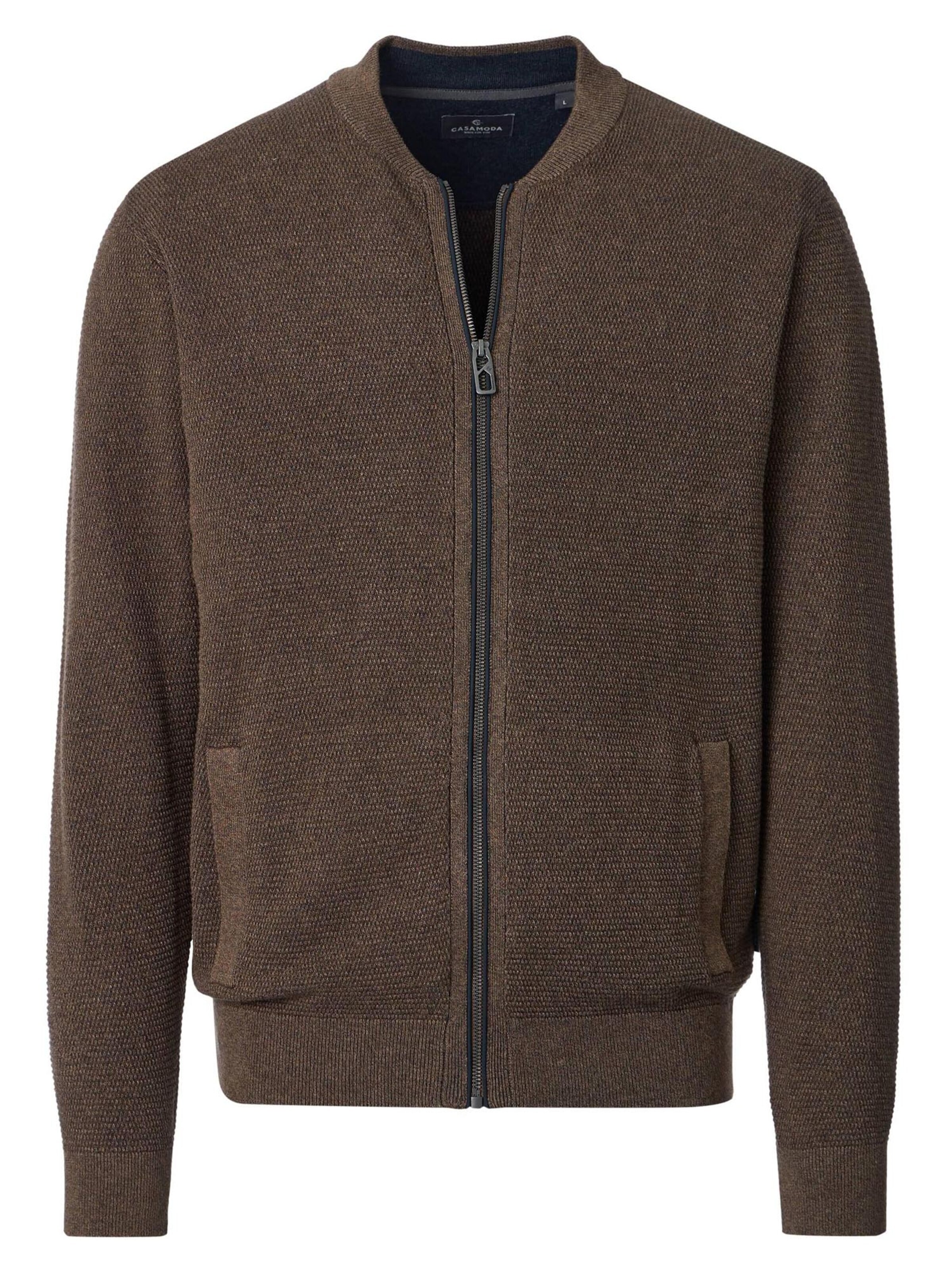 CASAMODA Knit cardigan 'Basic' in Brown: front