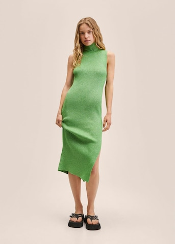 MANGO Úpletové šaty 'Corbat' – zelená: přední strana