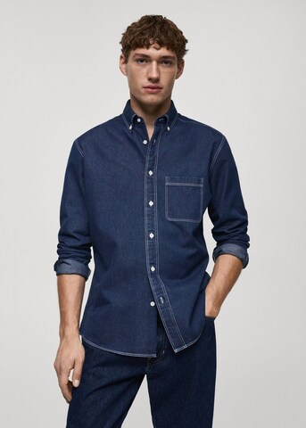 MANGO MAN Regular fit Button Up Shirt in Blue: front