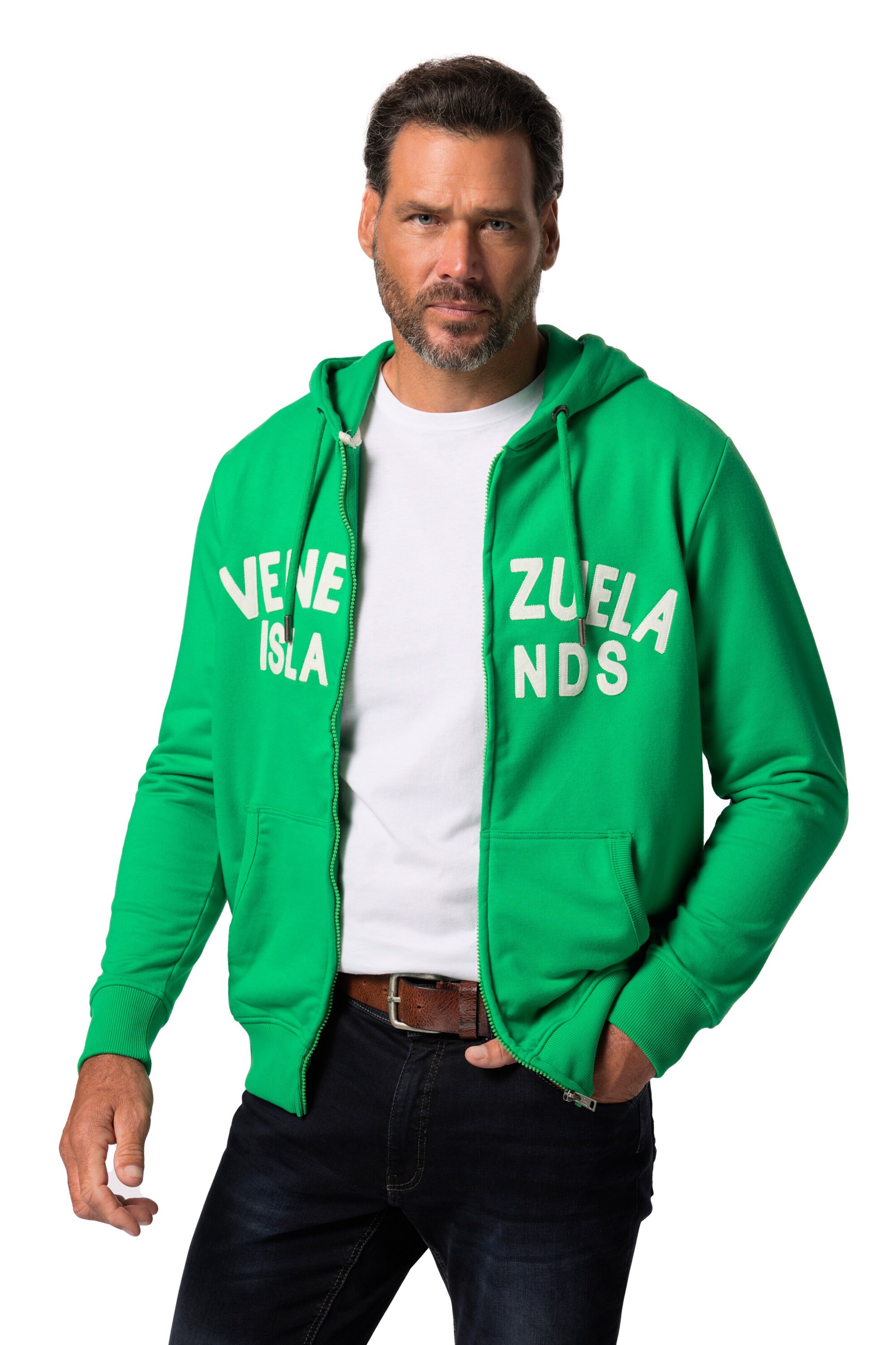 JP1880 Sweatvest in Groen: voorkant