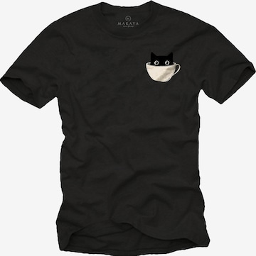 MAKAYA Shirt 'Cup Cat' in Black: front