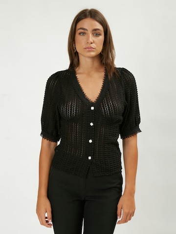 Influencer Shirt ' Pointelle' in Black: front