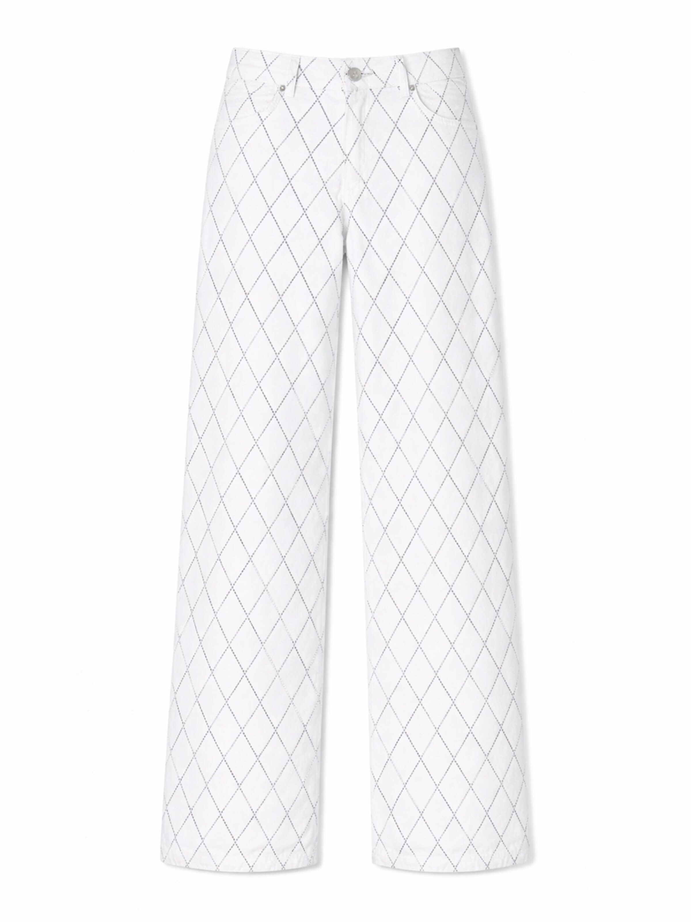 IT'S BASIC Regular Jeans 'Rhinestone Straight High Rise Jeans' in Wit: voorkant
