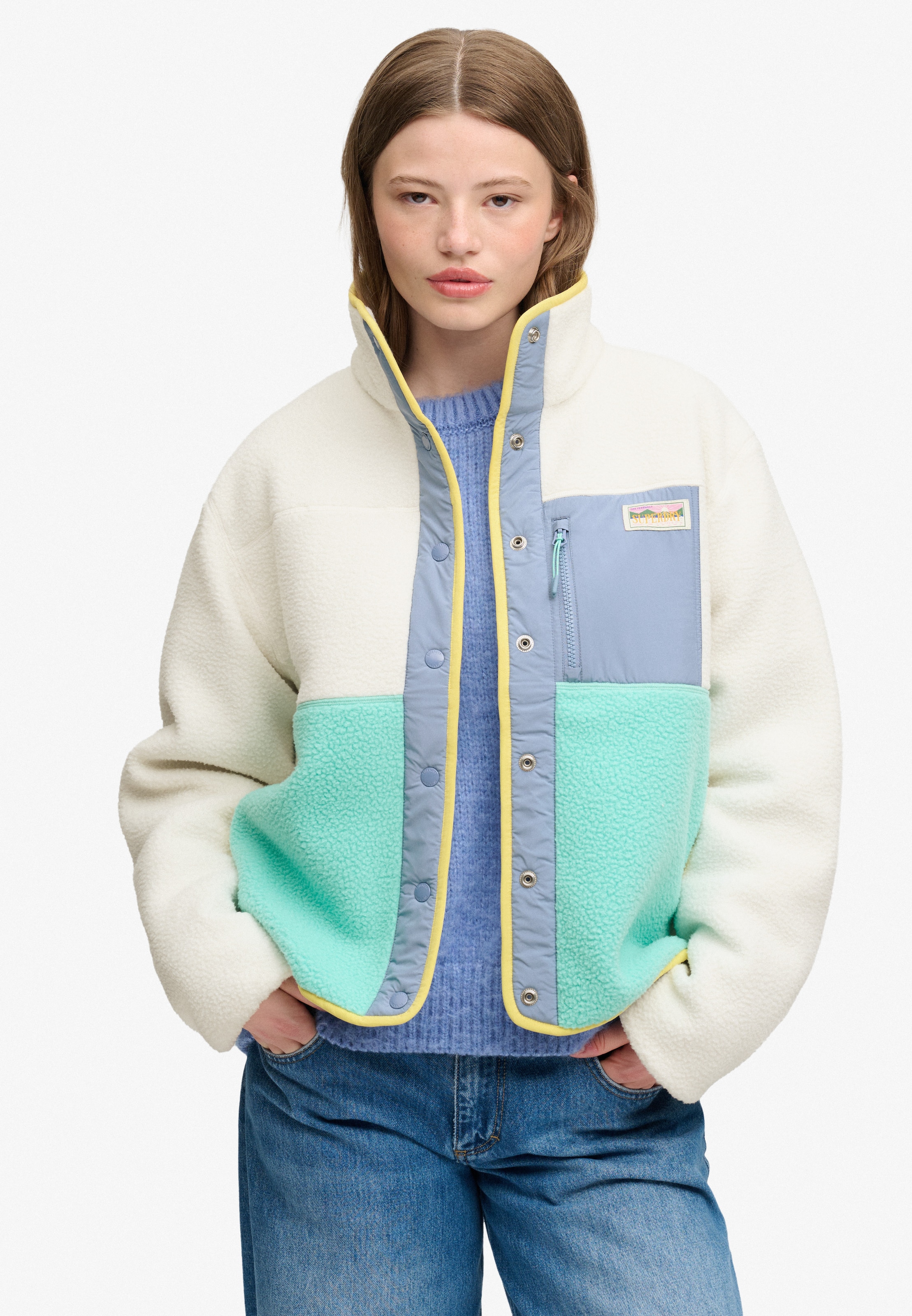 Superdry & Co Fleece jacket in White: front