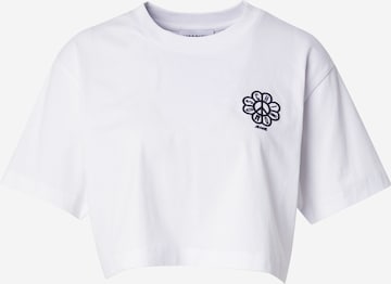 Tricou de la Moschino Jeans pe alb: față