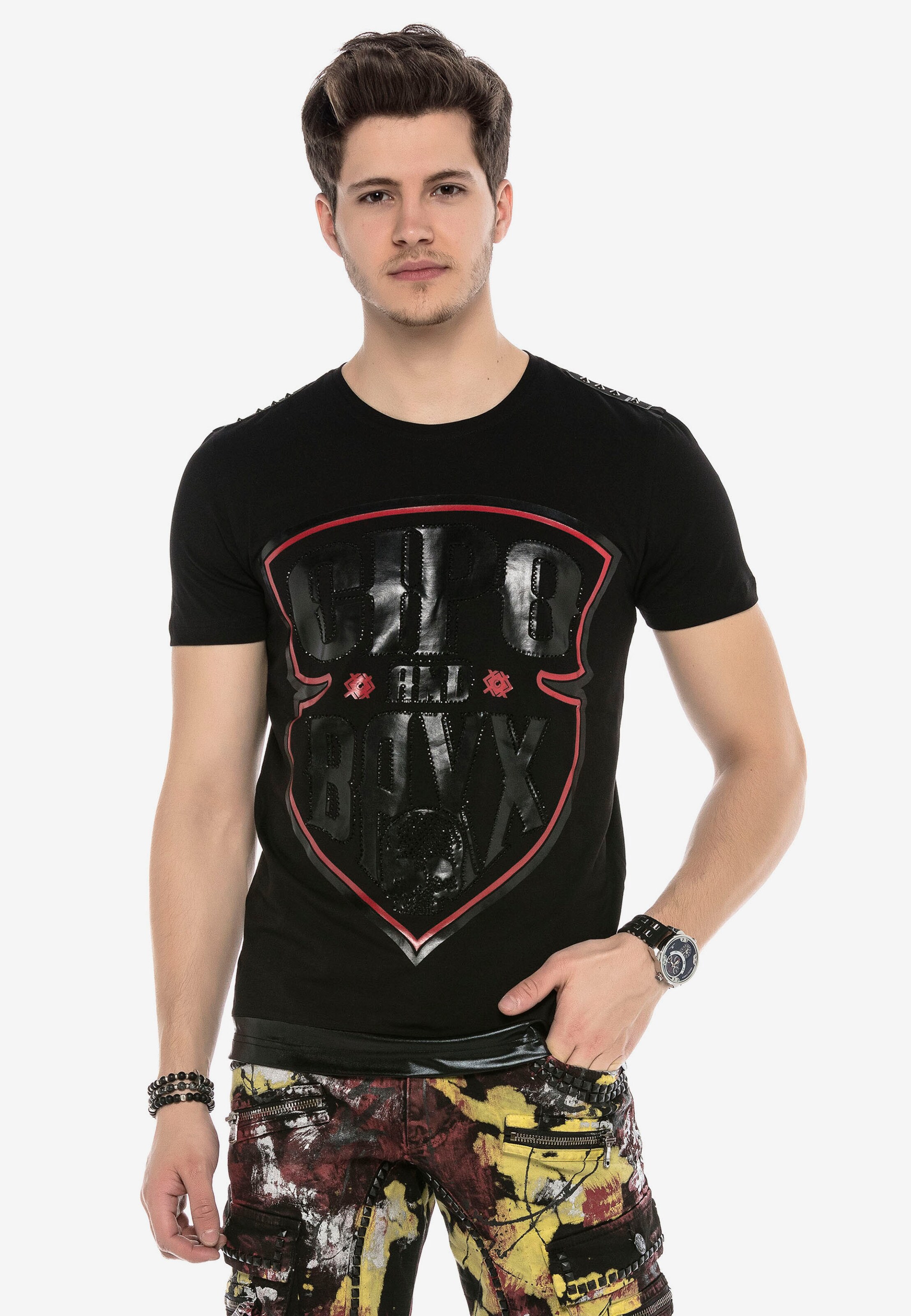 Männer Shirts CIPO & BAXX T-Shirt ARROWHEAD mit Logo Print in Schwarz - IY84283