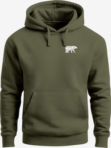 Neverless Sweatshirt 'Bär Lineart Polygon' in Grün: Vorderseite