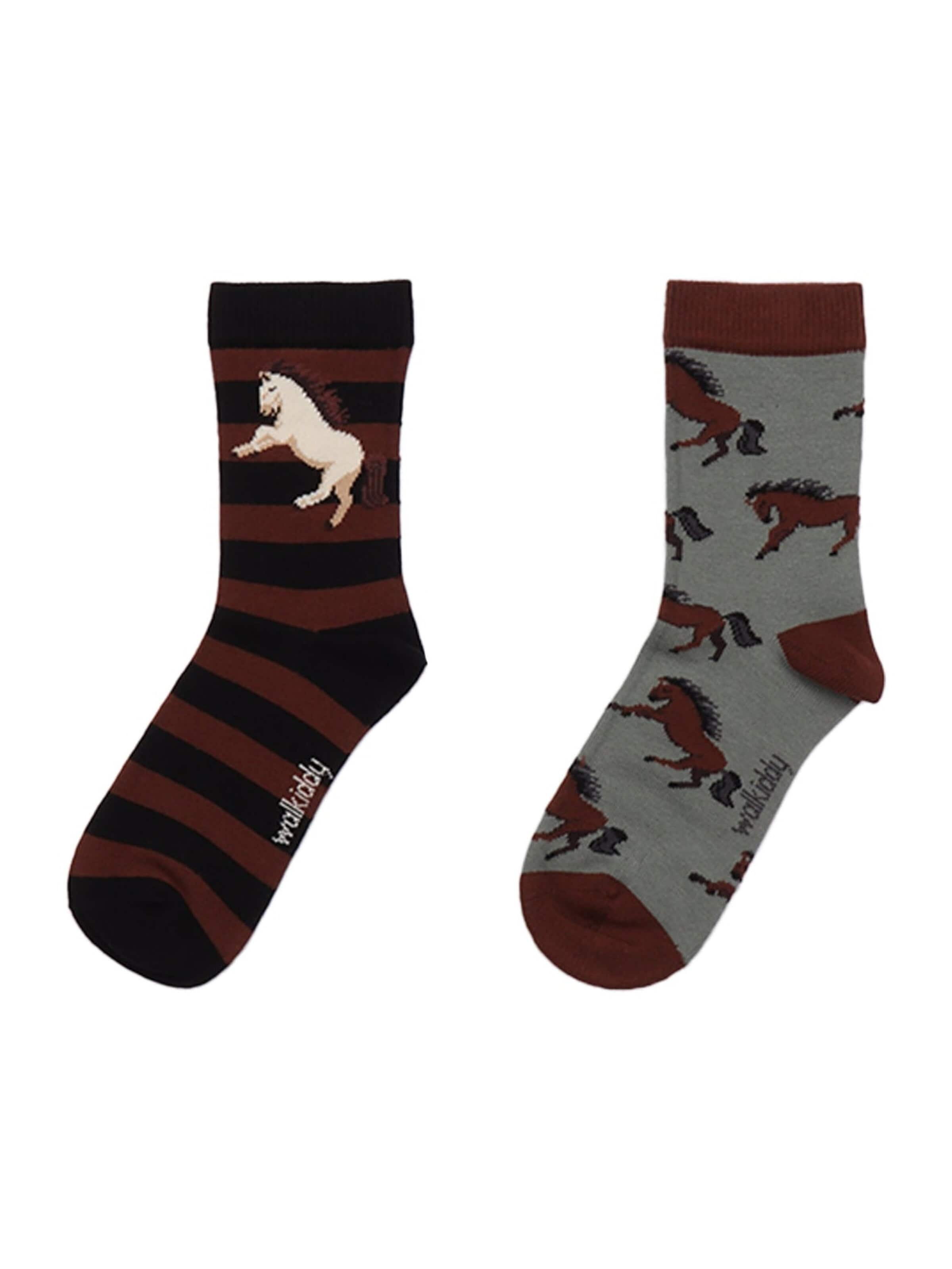 Walkiddy Socks 'Walkiddy - Joyful Horses Socks' in Brown: front