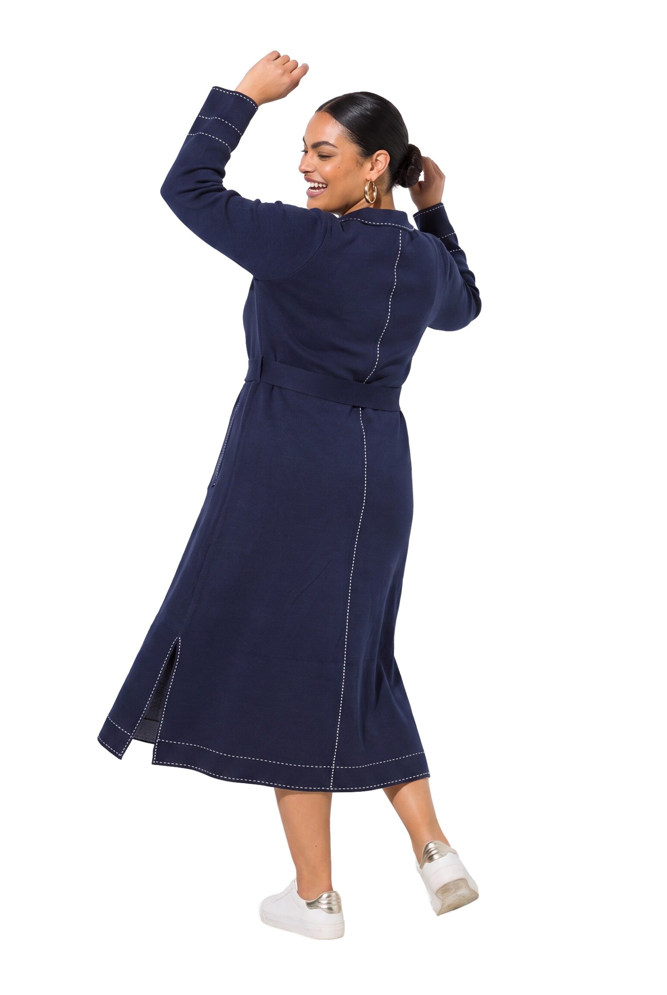 Ulla Popken Strickkleid in Blau