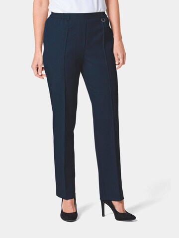 Goldner Slim fit Pleated Pants 'Martha' in Blue: front