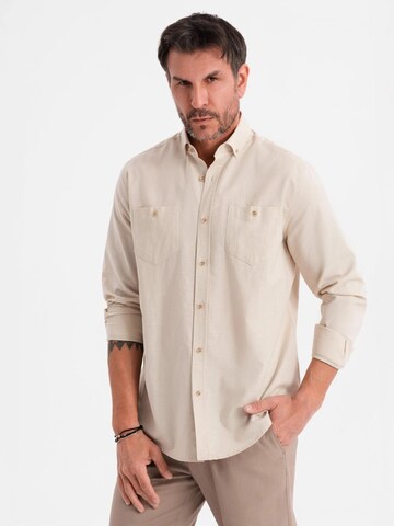 Ombre Overhemd in Beige: voorkant
