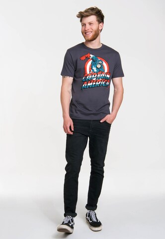 LOGOSHIRT Shirt 'Captain America' in Blauw
