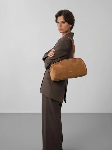 LANCASTER ParisTorba za na rame 'Lancaster Sac cabas épaule Zippé Suède Camel' - smeđa boja