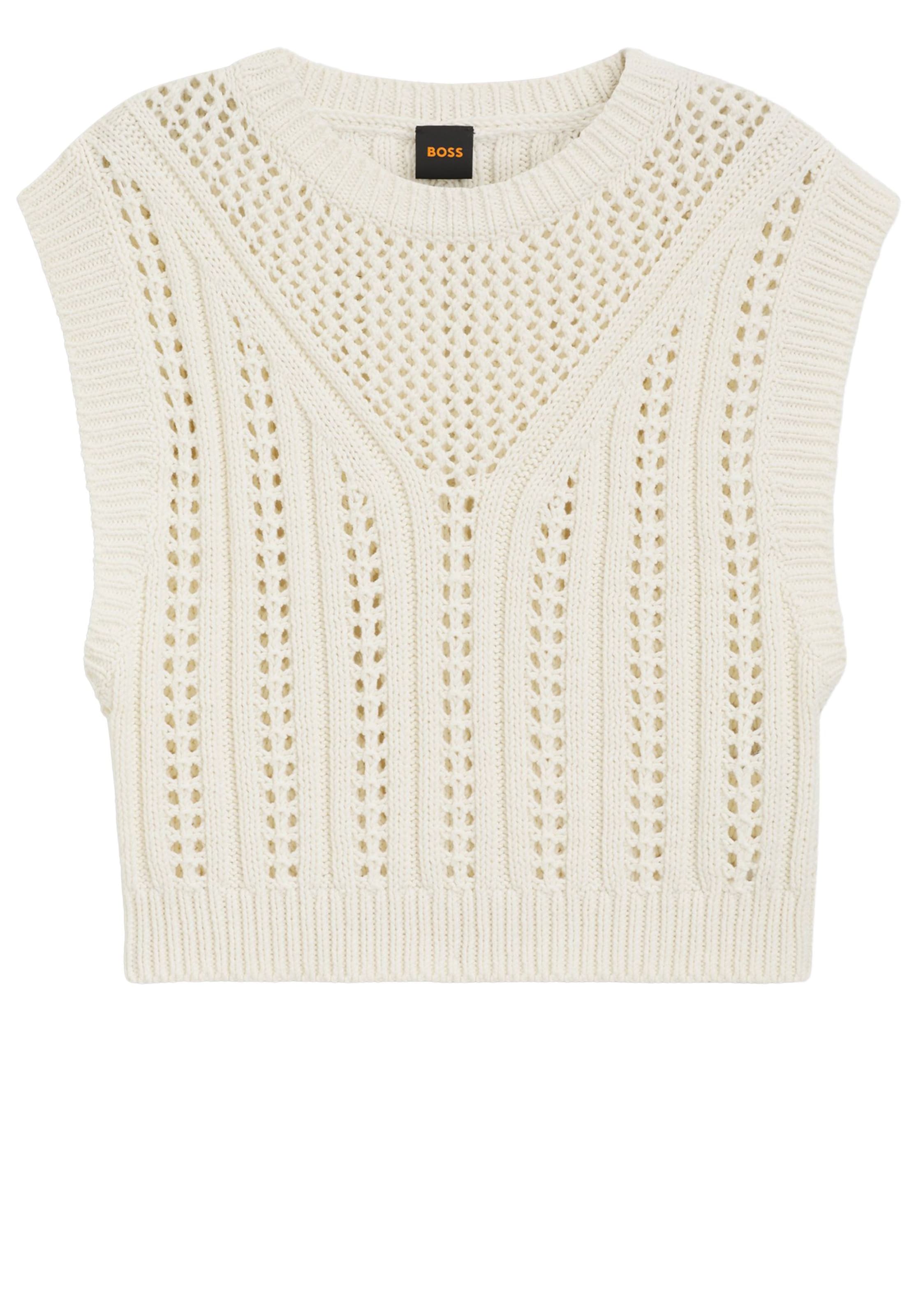 BOSS Pullover ' Fiseo ' in Weiß: Vorderseite