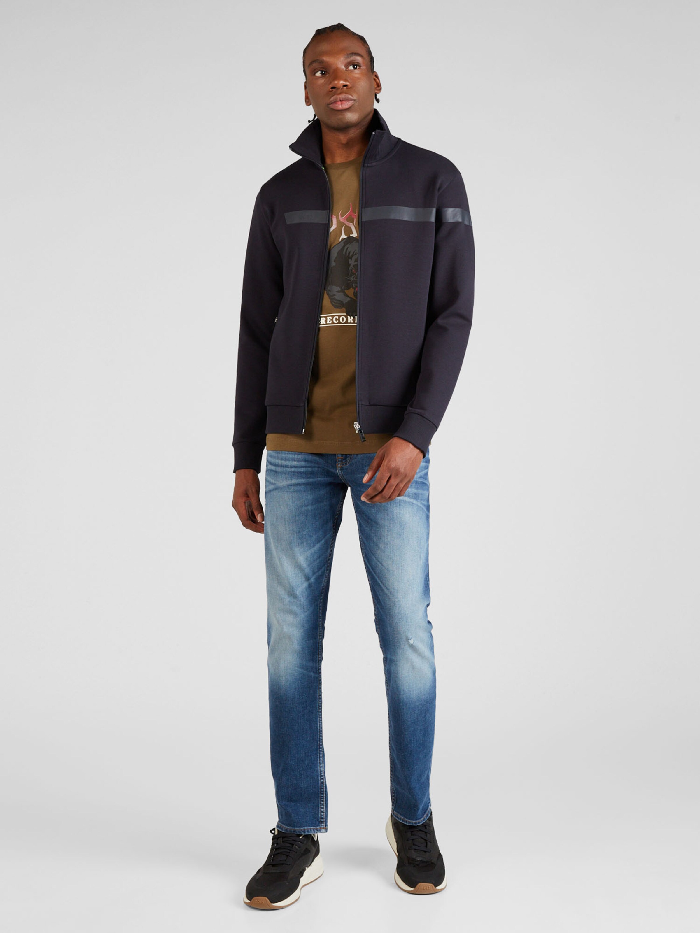BOSS Zip Up Hoodie Skaz in Dark Blue ABOUT YOU