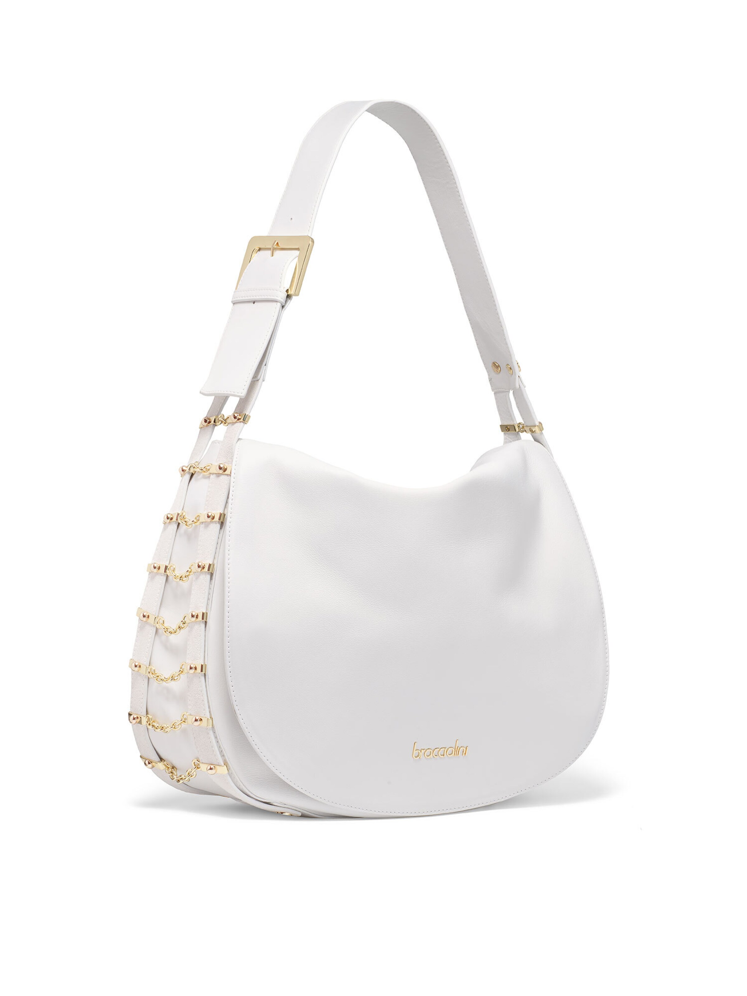 Borsa a spalla di Braccialini in bianco: frontale
