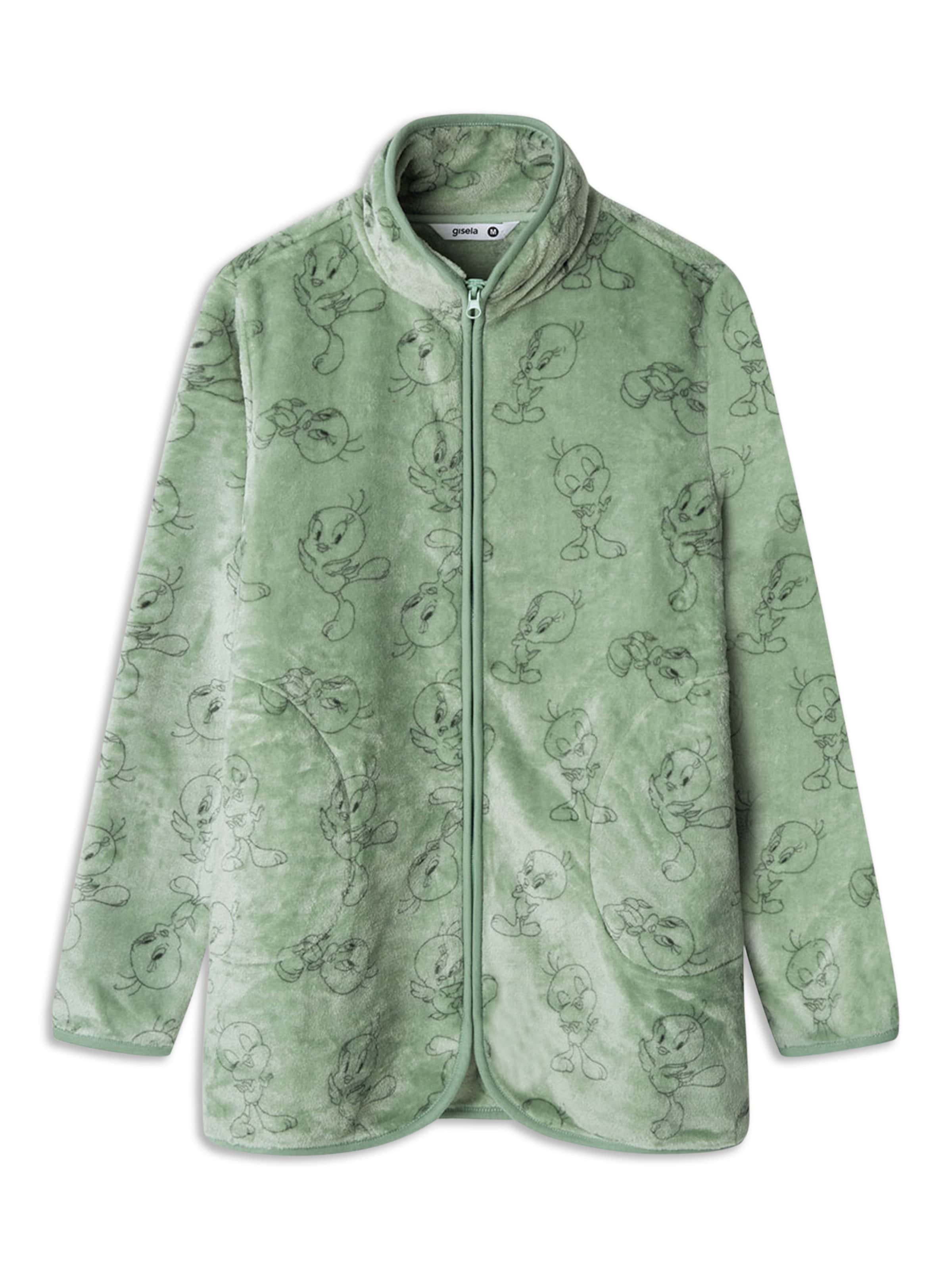 Gisela Fleece jas 'Tweety' in Groen: voorkant