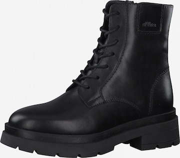 s.Oliver Lace-Up Ankle Boots in Black: front