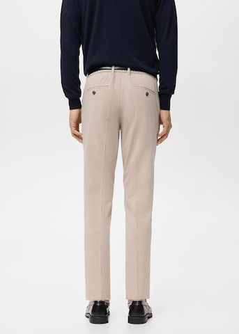 MANGO MAN Slim fit Pleated Pants 'Bologna' in Beige