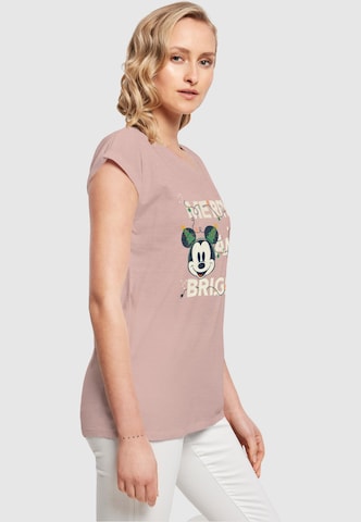 ABSOLUTE CULT Shirt 'Mickey Mouse - Merry And Bright' in Roze