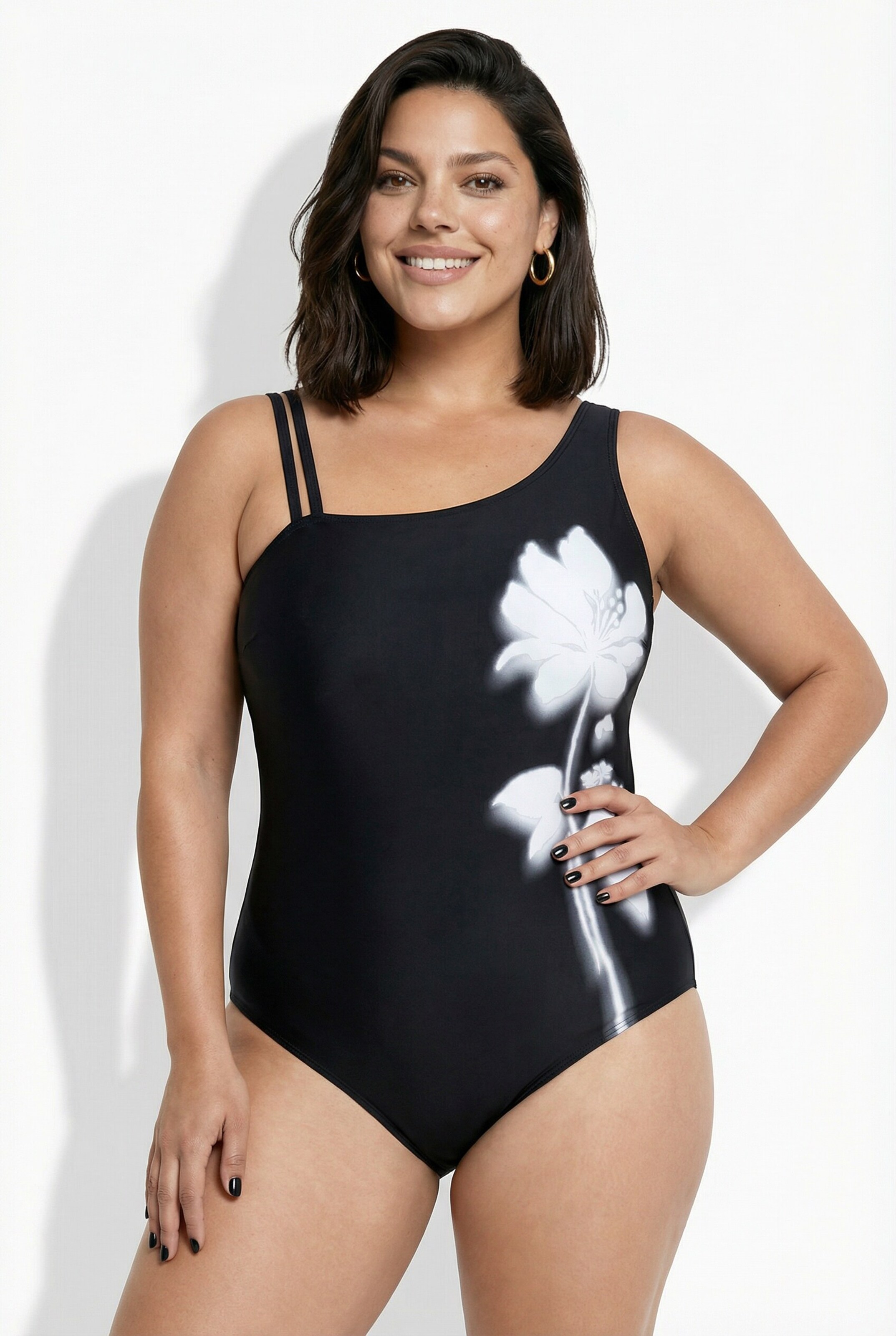 Ulla Popken Bralette Swimsuit in Black
