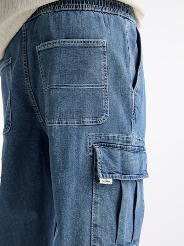 Pull&Bear Tapered Cargojeans i blå